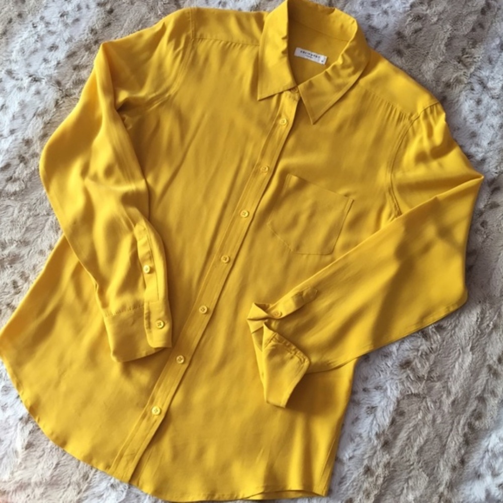 Equipment Femme Yellow Silk Button Down Shirt